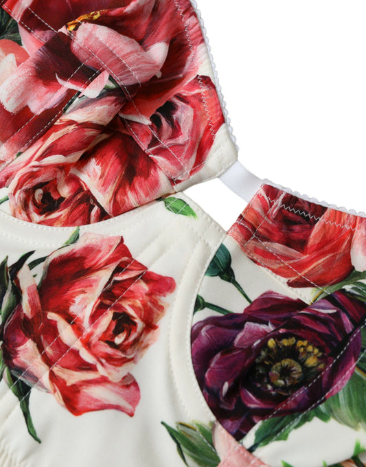 Dolce & Gabbana Floral Silk Blend Bustier Crop Top