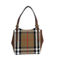 Burberry Small Canterby Tan Leather Check Canvas Tote Bag Purse