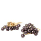 Dolce & Gabbana Purple Grape Pearl Sicily Gold Brass Floral Clip On Earrings