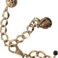 Dolce & Gabbana Gold Brass Leopard Fur Pearl Collier Chain Belt