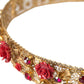 Dolce & Gabbana Gold Brass Red Roses Crystal Jewel Waist Belt