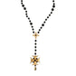 Dolce & Gabbana Gold Tone Brass Cross Black Beaded Chain Rosary Necklace