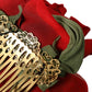 Dolce & Gabbana Red Silk Floral Gold Brass Women Hair Comb