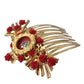 Dolce & Gabbana Gold Brass Crystal Heart Floral Hair Comb