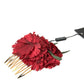 Dolce & Gabbana Red Silk Floral Gold Brass Women Hair Comb