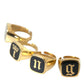 Dolce & Gabbana Gold Brass KING Enamel Set of 4 Ring