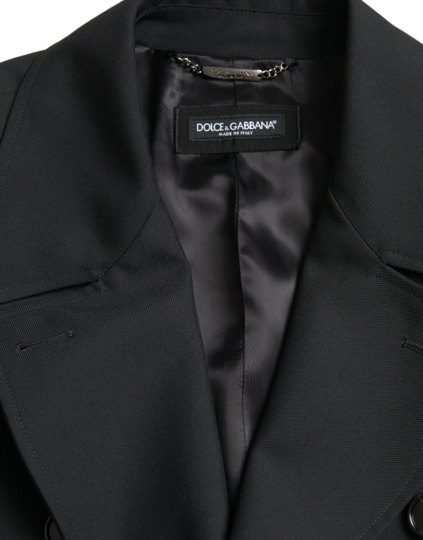 Dolce & Gabbana Black Double Breasted Trench Coat Jacket