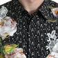 Dolce & Gabbana Black Floral Men Formal Dress GOLD Shirt