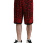 Dolce & Gabbana Red Leopard Print Viscose Bermuda Shorts