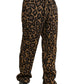 Dolce & Gabbana Brown Leopard Print Polyester Jogger Pants