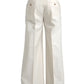 Dolce & Gabbana White Wool Wide Leg Mid Waist Pants