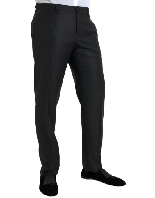 Dolce & Gabbana Black Wool Silk Skinny Dress Pants