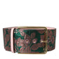 Dolce & Gabbana Multicolor Floral Jacquard Lurex Gold Buckle Belt