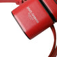 Dolce & Gabbana Red Calfskin Leather Logo Print Strap Men Airpods Case