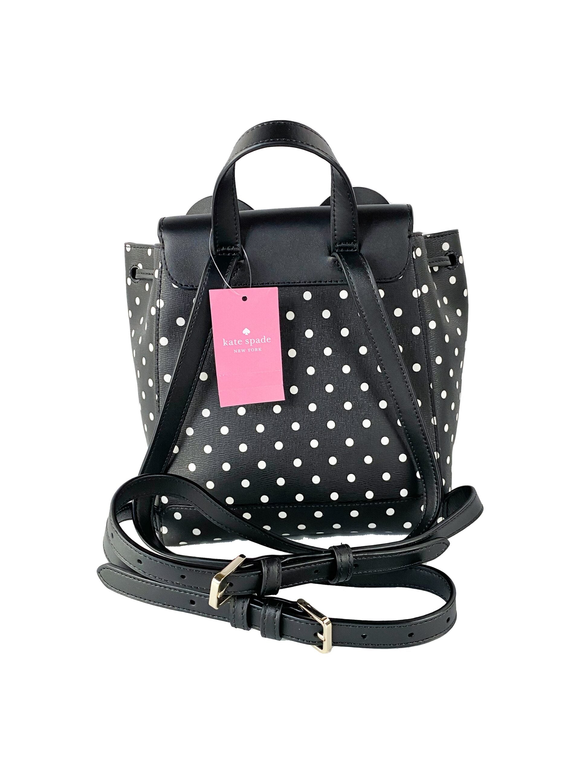 Kate Spade Small Camryn Black and 2024 Tan Polka Dot Satchel