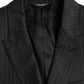 Dolce & Gabbana Black Stripe MARTINI Single Breasted Coat Blazer