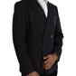 Dolce & Gabbana Dark Blue Crown Bee Double Breasted Blazer