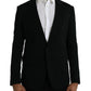 Dolce & Gabbana Black Wool Notch Single Breasted Coat Blazer