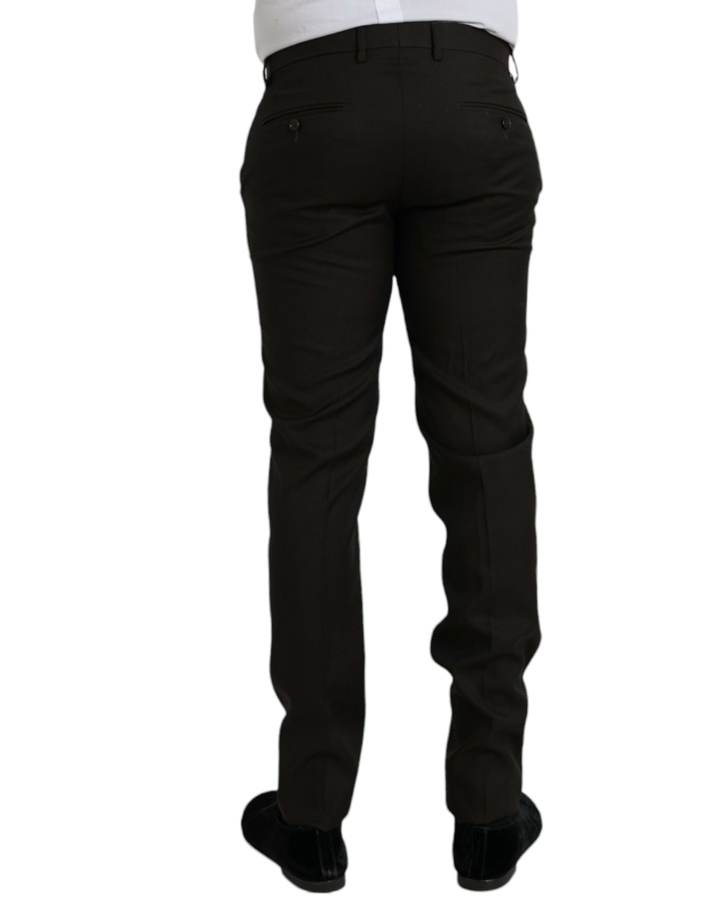 Dolce & Gabbana Dark Brown Wool Slim Fit Formal Pants