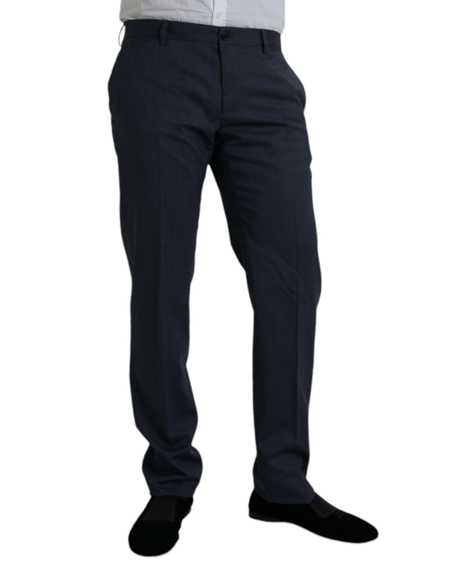 Dolce & Gabbana Blue Wool Slim Fit Dress Formal Pants