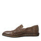 Dolce & Gabbana Brown Woven Leather Loafers Casual Shoes