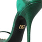 Dolce & Gabbana Green Exotic Leather Crystal Sandals Shoes