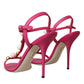 Dolce & Gabbana Pink Embellished Leather Sandals Heels Shoes