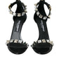 Dolce & Gabbana Black Crystals Sandals Ankle Strap Shoes