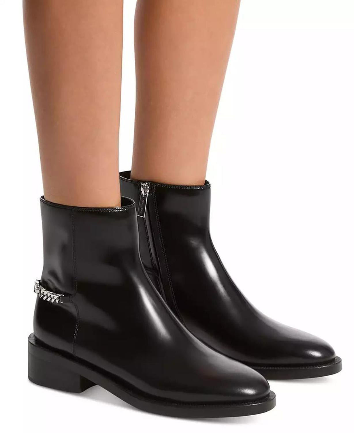 Women's Carlisle Chain-Detail Black Ankle Booties