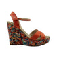 Marc Jacobs Floral Wedge Sandals in Orange Leather