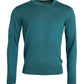 Dolce & Gabbana Dark Green Silk Crew Neck Pullover Sweater