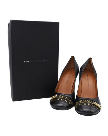 Marc By Marc Jacobs Pumps with Zipper Grommet Design in Black Leather