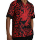 Dolce & Gabbana Red Leopard Silk Button Down Casual Shirt