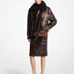 Burnished Leather and Shearling Bomber Jacket