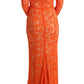 Dolce & Gabbana Elegant Long-Sleeve Full-Length Orange Sheath Dress