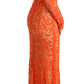 Dolce & Gabbana Elegant Long-Sleeve Full-Length Orange Sheath Dress