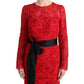 Dolce & Gabbana Elegant Red Sheath Dress with Silk Bow Belt