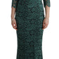 Dolce & Gabbana Elegant Green Crystal Embellished Sheath Dress