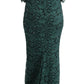 Dolce & Gabbana Elegant Green Crystal Embellished Sheath Dress