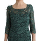 Dolce & Gabbana Elegant Green Crystal Embellished Sheath Dress