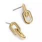 Gold-Tone Stitched Link Drop Earrings