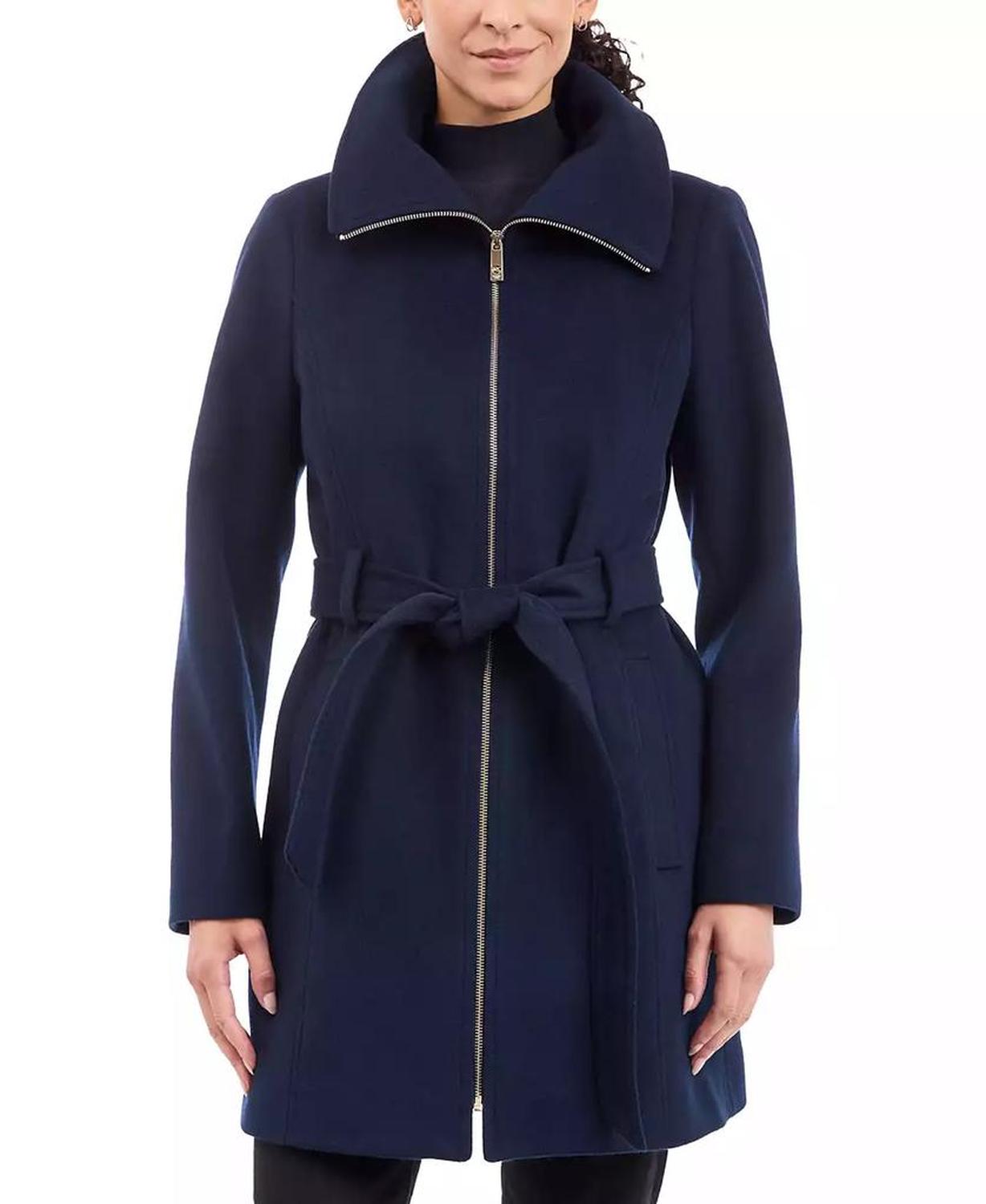 Women's Belted Zip-Front Coat, Created for Macy's