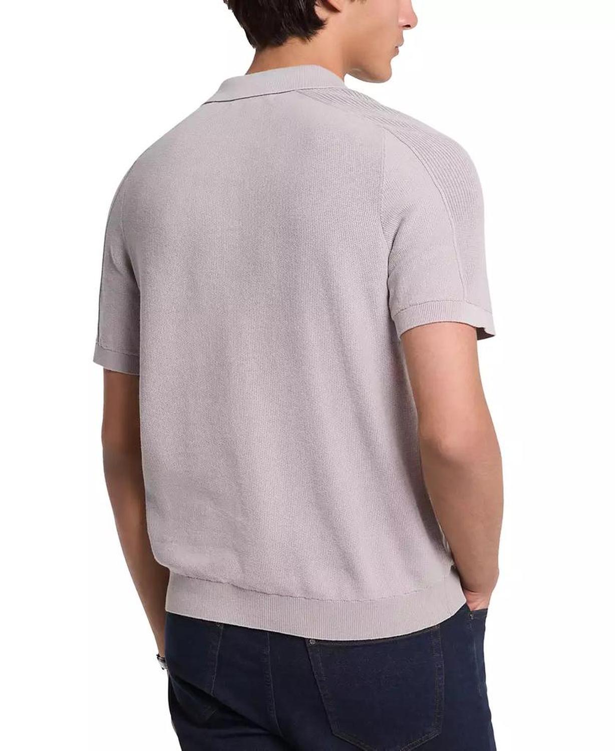 Men's Short Sleeve Textured Mouline Polo Shirt