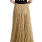 Dolce & Gabbana Elegant Gold Floral Lace Gown Dress