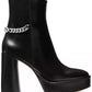 Women's Carlisle Chain-Detail Black High Heel Platform Booties