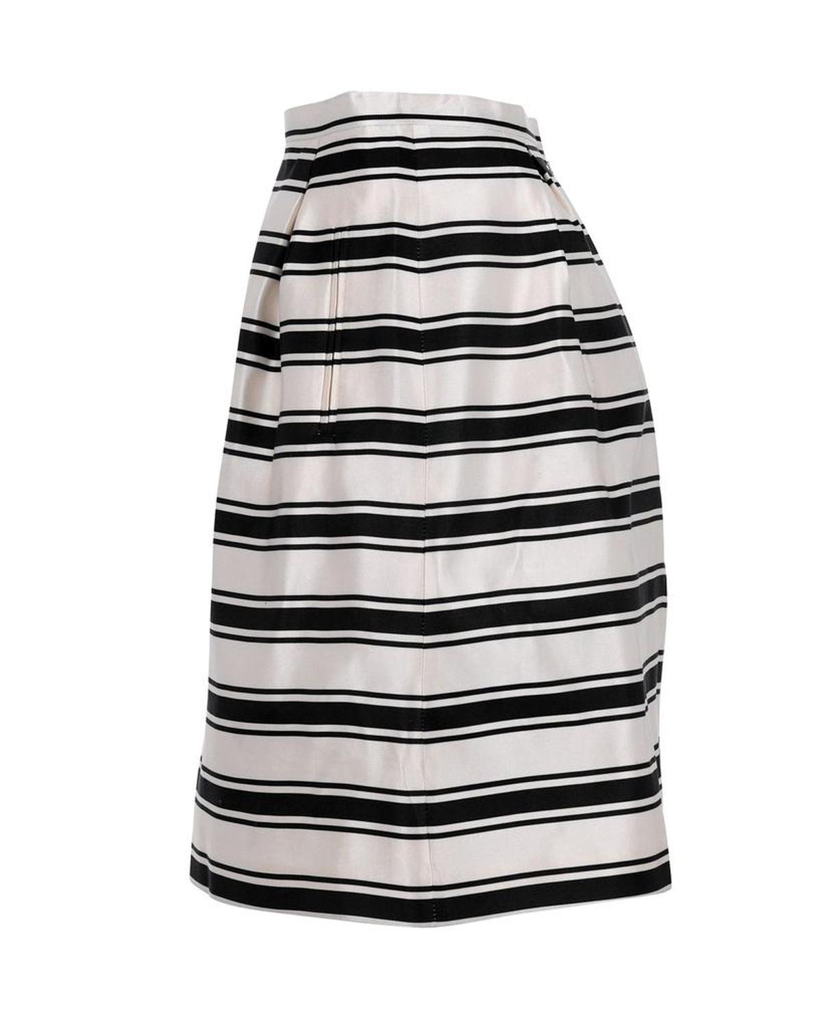 Michael Kors Stripe Skirt in White Silk