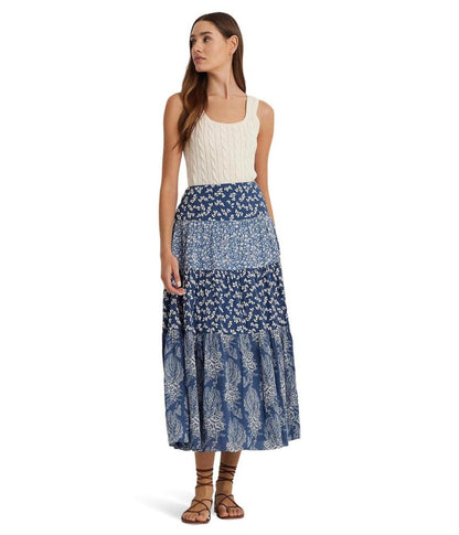 Patchwork Floral Voile Tiered Skirt