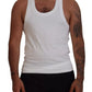 Dsquared² White Cotton Linen Sleeveless Tank T-shirt