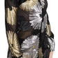 Dsquared² Gold Silver Silk Jacquard See Through Top Blouse