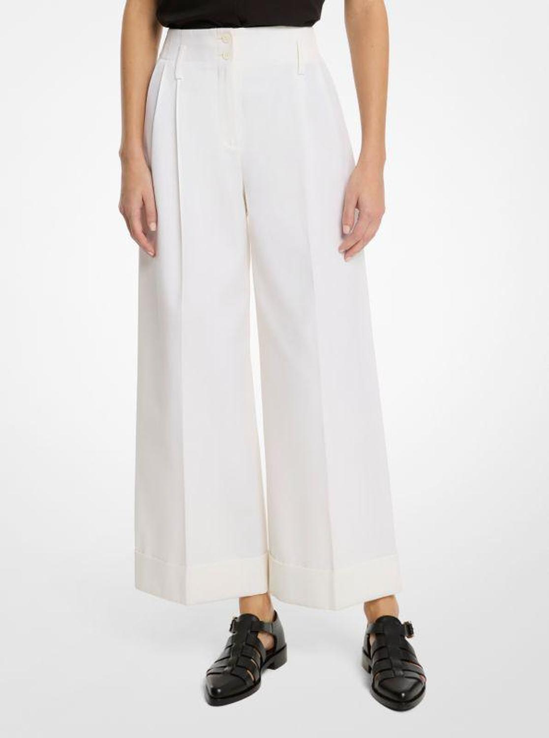 Wool and Cotton Gabardine Cropped Trousers